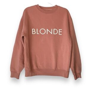 Brunette The Label BLONDE Sweatshirt Crew Neck Blush Pink Peach Sze Small Medium